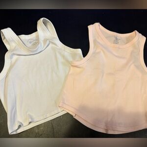 No Boundaries juniors cropped Tank Tops - Soft White and Light Pink